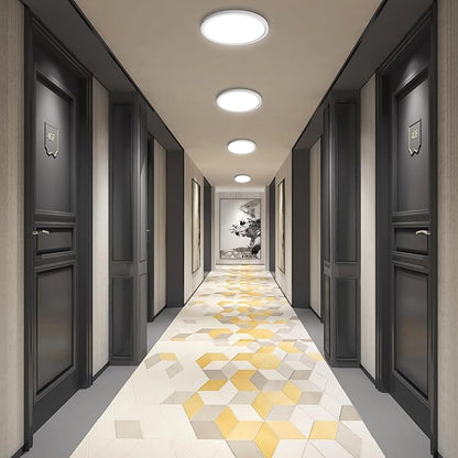 Aialun 12 Inch Led Flush Mount Ceiling Lights, 16/20/24W, 2700K-6500K 5 Color Selectable Dimmable Ceiling Light, 0.67" Super Slim Close to Ceiling Light fixtures for Bathroom, kitchen, Hallway, 1 Pack