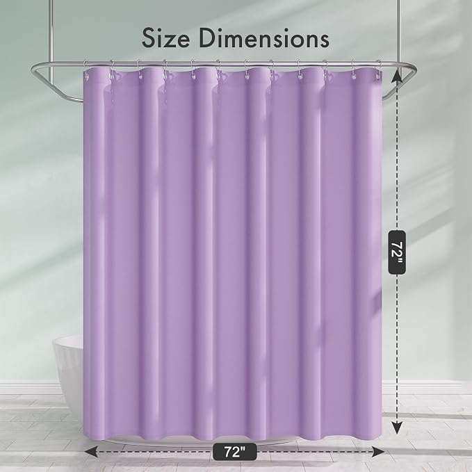 Amazer Lavender Purple Shower Liner Cloth Waterproof, Soft Shower Curtain Liner Fabric with Weighted Stones, Washable Shower Curtain and Liner 2-in-1, 120G Heavy Duty, 12 Grommet Holes, 72 x 72 Inches