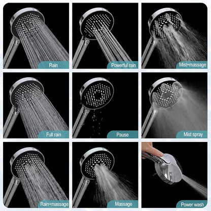 SR SUN RISE NSF Certified Filtered Shower Head with Handheld for Hard Water to Remove Chlorine High Pressure 9-Spray Setting (with Power Wash) Anti-Clog Nozzles (4 Filters, Chrome)