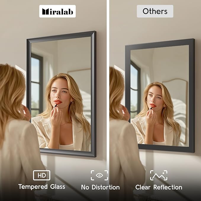 2 Pack Black Bathroom Mirrors for Over Sink 24x36 Inch | Rectangle Wall Vanity Mirror for Bedroom, Entryway, Living Room Decor, Aluminum Alloy Framed, Anti-Rust