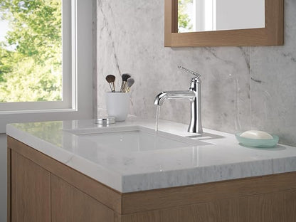 Delta Bonacci Chrome Bathroom Faucet 1 Hole, Single Hole Bathroom Sink Faucet for Vanity, Lumicoat Chrome 545-PR-LPU-DST (Drain Not Included)