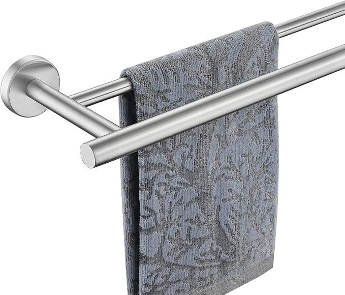 JQK Double Bath Towel Bar, 39 Inch 304 Stainless Steel Thicken 1mm Towel Rack for Bathroom, Bath Towel Holder Brushed Wall Mount, Useable Length 36 Inch, TB100L36-BN