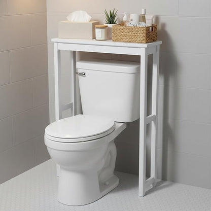 Dorset Over-the-Toilet Storage Shelf – 27" W x 37" H Space Saver Rack with Single Open Shelf for Towels & Toiletries – Minimalist Modern Design & Easy Assembly Bathroom Organizer by Alaterre Furniture | 27”W x 37”H White Space Saver Rack with Single Op...