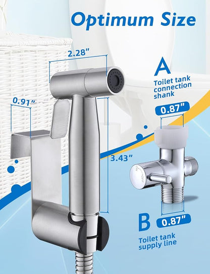 3-Pack Handheld Bidet Sprayer for Toilet, Adjustable Pressure | 3-Pack Set, Leak-Free Hose, Tank or Wall Mount, Cloth Diaper Rinse, Stainless Steel Body, Nozzle, Soft Silicone Nozzle