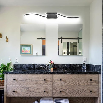 PRESDE 40 Inch Bathroom Light Fixtures Black Vanity Light Bar LED Modern Bath Wall Lighting Over Mirror Dimmable 3CCT