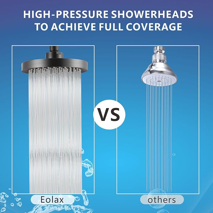 High Pressure Rain Shower Head, High Flow Pressure Boosting Adjustable Rainfall Showerhead, Awesome Shower Experience Even At Low Water Flow, Oil Rubbed Bronze