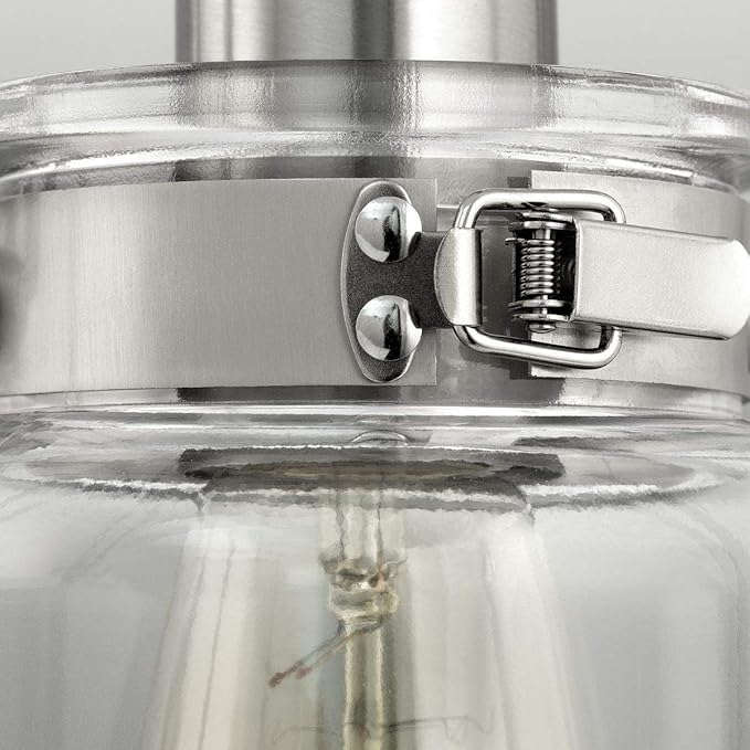 Progress Lighting P300047-009 Calhoun Collection Clear Glass Farmhouse Bath Vanity Light, 3-Light, Brushed Nickel