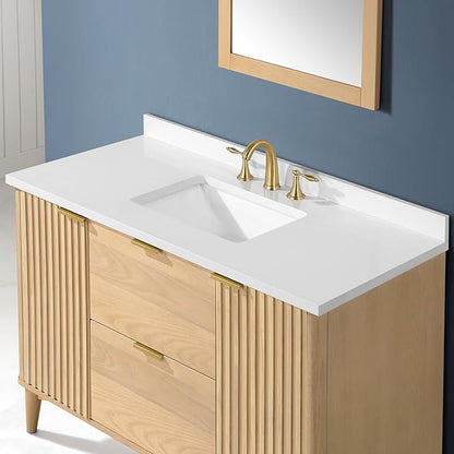 OVE Decors Indy 48 in. Undermount Single Sink Bathroom Vanity with White Engineered Marble Top, Rustic Ash