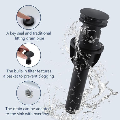 VCCUCINE Matte Black Bathroom Faucets 3 Hole, 8 Inch Widespread Square Waterfall Bathroom Sink Faucet,Black Vanity Bathroom Faucets for Vanity, Restroom, Commercial with Pop Up Drain and Supply Lines
