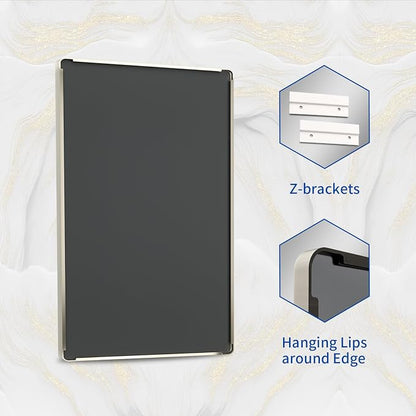 WEER Brushed Nickel Bathroom Mirror 36X36 Inch | Silver Metal Framed Vanity Mirror, Rounded Rectangle, Tempered Glass, Anti-Rust, Hangs Horizontally or Vertically