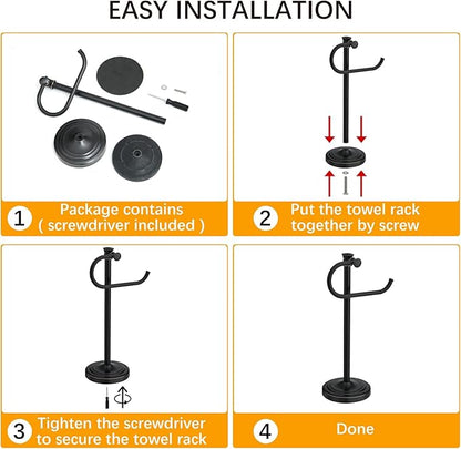 BESy 17 Inch Oil Rubbed Bronze Stand Towel Bar Hanger Hand Towel Bar Bathroom Vanity Countertop Towel Holder Free Standing Stainless Steel Towel Ring Hardware Accessories Towel Rack