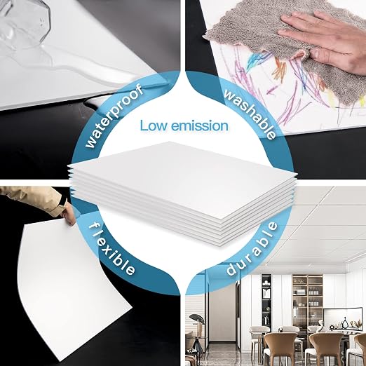 Art3d 10-Pack Smooth Drop Ceiling Tile 2ft x 4ft - Fire-Rated, Waterproof, Reusable - Premium PVC, No Sag and Breakage - Cover 80 Sq. Ft, White | 2 x 2 ft, PVC, Waterproof, Fire-Rated, Reusable, Compatible with Grid System, Perfect for Living Room