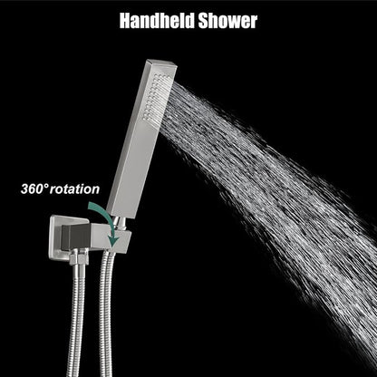 Heyalan Hand-held Shower Head Set-SUS304 Handheld Shower, Brushed Nickel | SUS304 stainless steel wand, straight-style design, single rain spray, 59-inch long hose and standard 1/2-inch connection