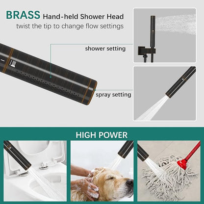 Hoimpro 12 Inch Rainfall Shower Faucet with 4 Full Body Shower Jet Fixtures Combo, Wall Mounted Shower System Set with Rain Mixer Shower Head and 2 in 1 Spray Handheld Showerhead, Oil Rubbed Bronze