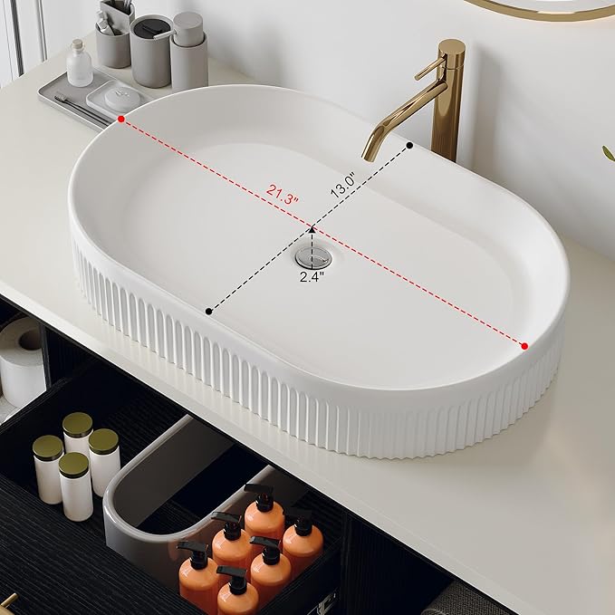 40 inch Modern Floating Bathroom Vanity with Counter Top Sink Combo, Wall Mounted Bathroom Cabinet with Oval Ceramic Sink, 2 Soft Closing Drawers & Open Storage Shelf, Black