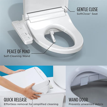 TOTO® WASHLET® KC2 Electronic Bidet Toilet Seat with Heated Seat and SoftClose Lid, Elongated, Cotton White - SW3024#01