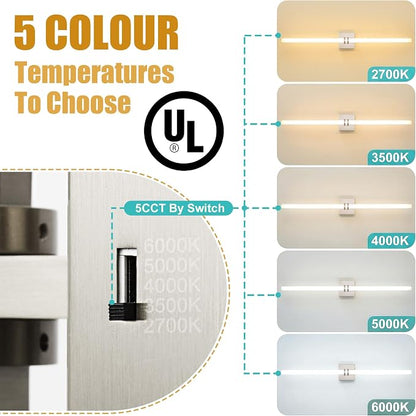 Bathroom Light Fixture LED Vanity Light 37.4" 5CCT Wall Sconce 35W | LED Dimmable Wall Light Nickel Modern 360° Lighting, Hardwired Vanity Light for Bathroom Mirror, Flicker-Free
