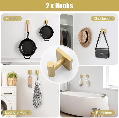 Gold Towel Bar Set 5-Piece Brushed Gold Bathroom Hardware Accessories Set Include 23.6in Towel Bar Toilet Paper Holder Towel Ring Towel Hooks,Stainless Steel Towel Holder Set Wall-Mounted