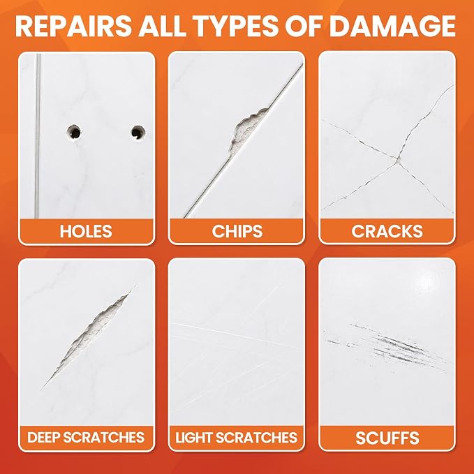 Tile Repair Kit Pure White, Floor Ceramic & Porcelain Tile Chip Repair Kit | Fast Fix Chips, Cracks, Holes & Scratches, Strong Bond Ceramic Tile Paste Filler & Tile Crack Repair On Kitchen & Bathroom