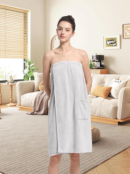Women'S Soft Wrap Towel Full Length，Bath Robe After Shower Female Plush Long，Spa Bathrobes Lightweight With Pockets