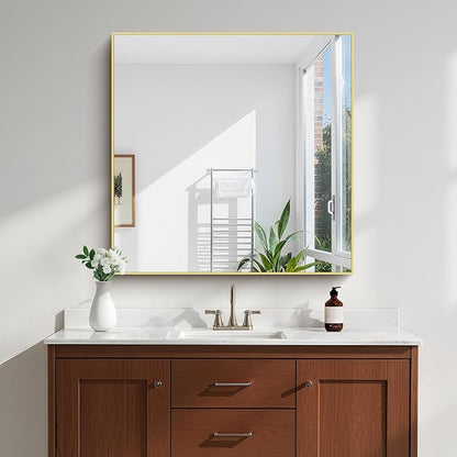 KOCUUY Large Gold Bathroom Mirror, 36x36 Inch Square Mirror for Bathroom Sink, Oversized Wall Mirror with Metal Gold Frame for Living Room, Farmhouse, Entryway, Hang Horizontal/Vertical