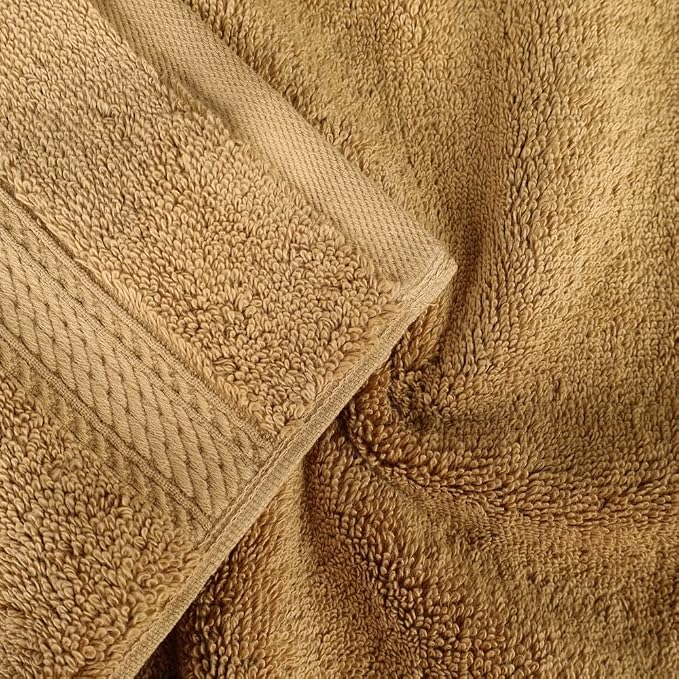 SUPERIOR Egyptian Cotton Plush & Absorbent, Hand Towel Set of 4, Toast | Quick Dry, Soft Luxury Towel Set, Bath Essentials for Bathroom, Guest Bath, Spa, 4 Piece Set, Madeline Towels