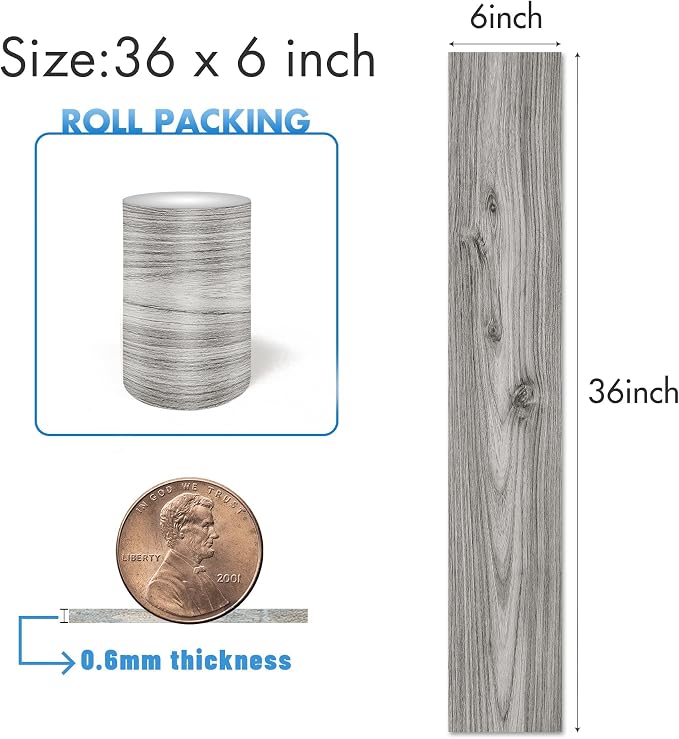 Lareko Peel and Stick Floor Tile, Waterproof Vinyl Plank Flooring | 12-Pack 18 Sq.Ft Self-Adhesive Laminate Vinyl Tiles,Realistic Wood Grain for DIY Bathroom, Laundry Room & Rental Upgrades