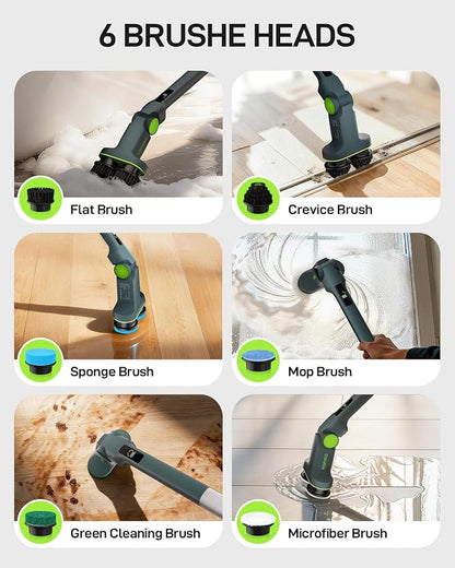Electric Spin Scrubber Cordless Cleaning Brush | Adjustable Handle and Powerful Motor for Deep Cleaning Bathroom, Tile, Shower, Kitchen and Home Surfaces.