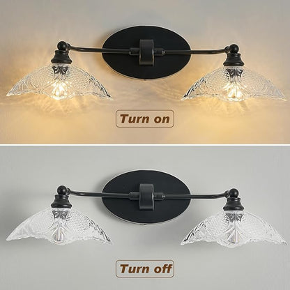 22.83-inch Black Bathroom Mirror Light Fixture， 2-Light E12 Sockets ，Vanity Lights ，Modern Minimalist Makeup Mirror Light Bathroom Vanity Light Fixtures(Bulb not Included)