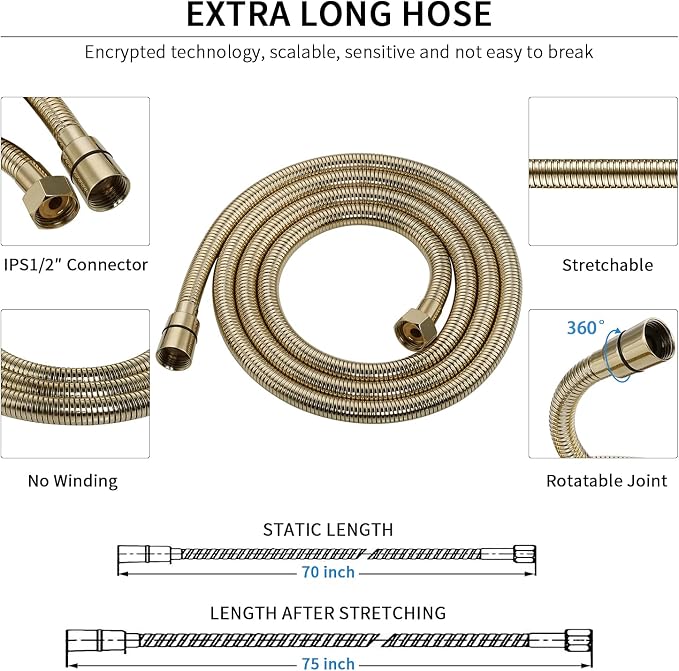 G-Promise High Pressure 6 Mode Hand Held Shower Head with Extra Long Hose | High Pressure, 6 Spray Mode, Easy Install, Adjustable Angle, Extra Long Hose, Modern Upgrade