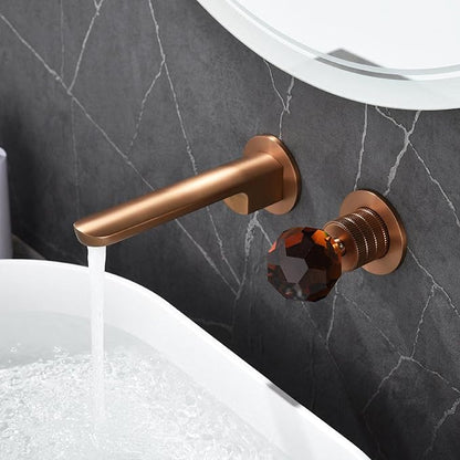 BiaoTeng Concealed Wall Mounted Faucet Bathroom Brass Hot and Cold Bathroom Vanity for Wall Mounted Faucet Brushed Rose Gold