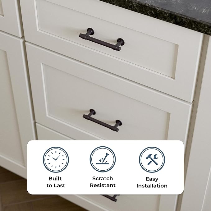 Franklin Brass Francisco (10-Pack) Cabinet Handles 3" Hole Center Pulls | Deep Bronze Hardware Kitchen Door, Drawers, Dressers, Furniture P29520K-324-B1