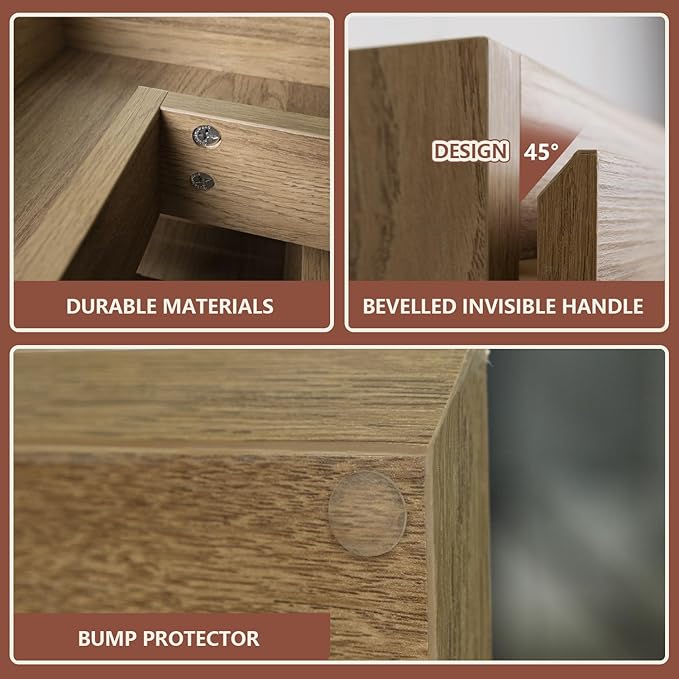 Wall-Mounted Bathroom Vanity with Sink and 2 Soft-Close Drawers – Moisture-Resistant MDF, Space-Saving Design for Modern Bathrooms (Nature with Sink, 24)