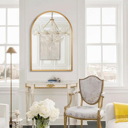 Arched Wall Mirror, Arch Bathroom Mirror, for Vanity Living Room Bedroom Mantel Entryway Hallways Home Decor Aluminum Alloy Frame Large 28"x20"