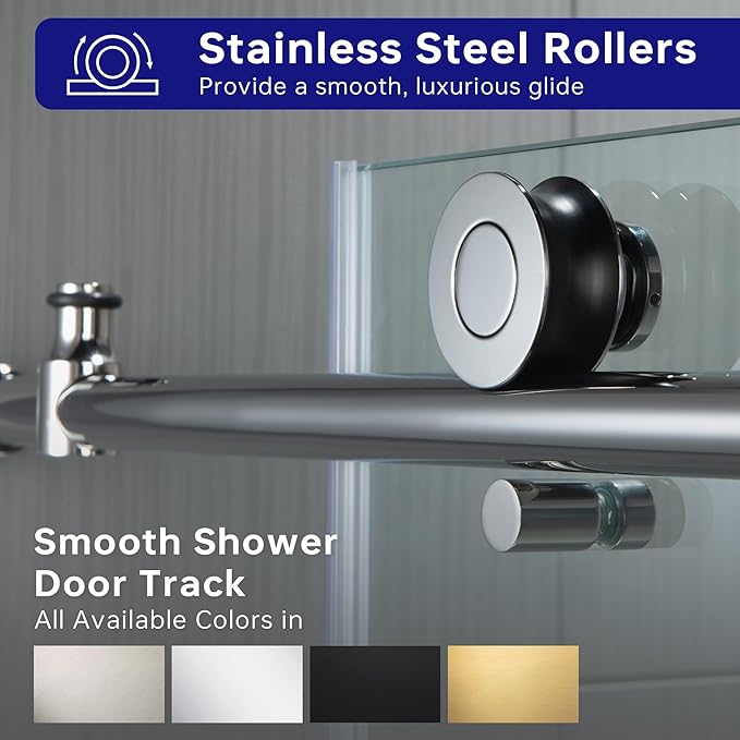 WOODBRIDGE MBSDC6062-C Frameless Sliding Glass Tub Door | 56"-60"W x 62"H | Chrome Finish