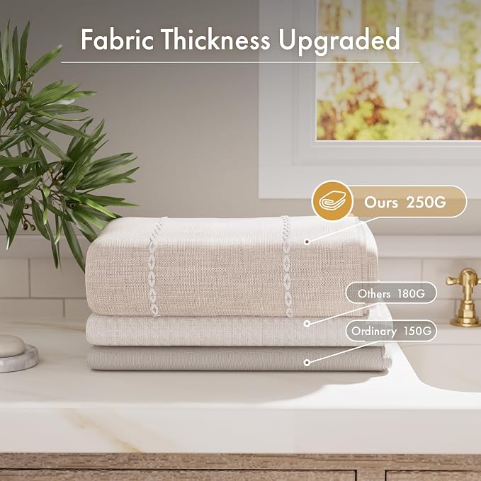 Bathway Farmhouse Shower Curtain Boho with Tassels, Linen Blend Heavy Duty Shower Curtain Set with 12 Metal Hooks, Vintage Luxury Rustic Elegant Fabric Curtain for Bathroom Window, 72x72 Inches, Beige