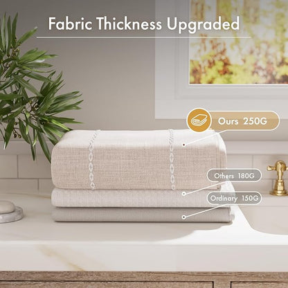 Bathway Farmhouse Shower Curtain Boho with Tassels, Linen Blend Heavy Duty Shower Curtain Set with 12 Metal Hooks, Vintage Luxury Rustic Elegant Fabric Curtain for Bathroom Window, 72x72 Inches, Beige