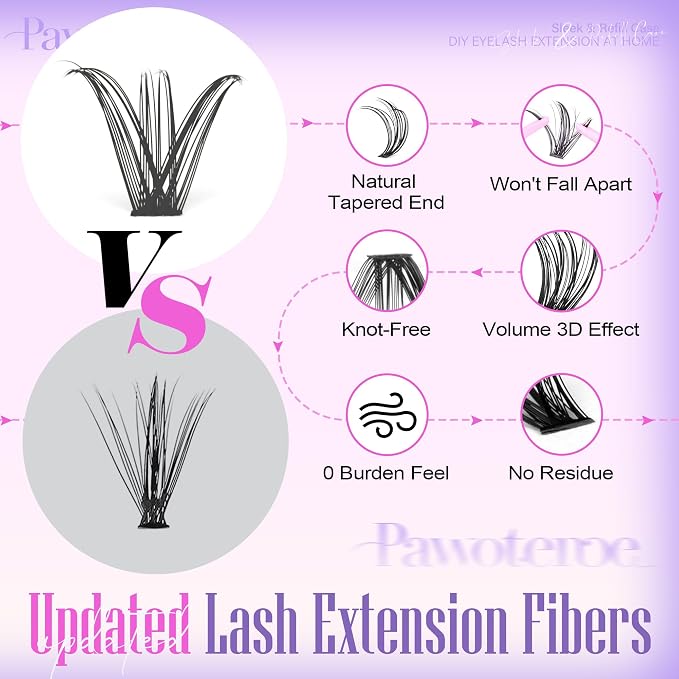 Lash Clusters 200pcs Individual Lashes 30D Cluster Eyelash Extensions 11-16mm Eyelash Clusters Lash Extensions for Self Application (30D, 0.07D, 11-16mm Refill)