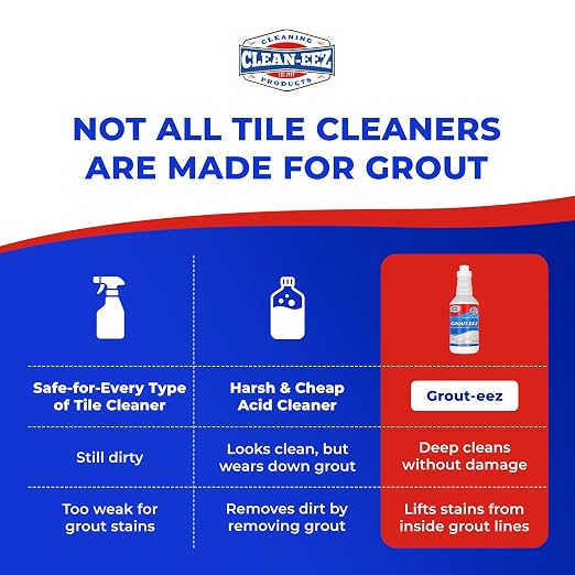 Clean-eez Grout-eez Super Heavy-Duty Grout Cleaner - Powerful Tile and Floor Stain Remover for Bathroom, Kitchen, and More - 32 oz.
