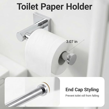 24-Inch Wall Mounted Towel Racks for Bathroom – Space Saver 4-Piece Durable Stainless Steel Bathroom Hardware Set with Towel Bar, Towel Ring, Toilet Paper Holder & Hook, Chrome
