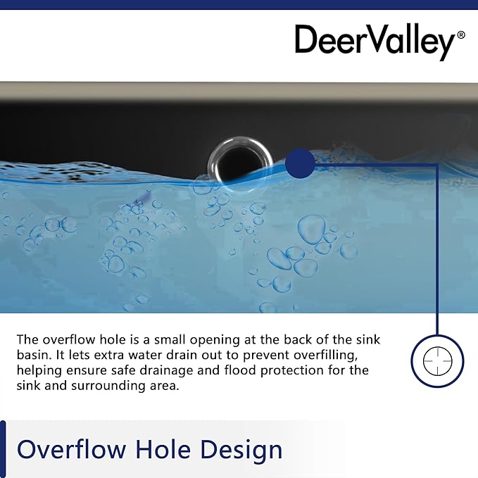 DeerValley Black Undermount Bathroom Sink 18'' x 13'' Rectangular Ceramic Bathroom Wash Basin with Overflow Hole DV-1U306B