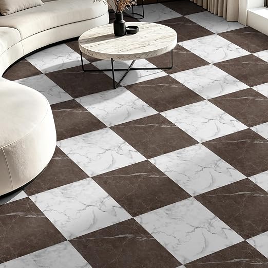 Art3d 30-Pack Peel and Stick Vinyl Floor Tiles, Red & White Marble | 15 Tiles per Color, 12" x 12" Single Tile, Wipeable, Waterproof, Ideal for Kitchen, Bathroom, Living Room, Bedroom