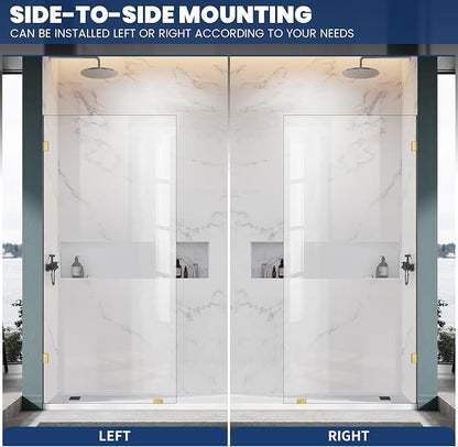 Shower Glass Panel, 30.5" W x 78.75" H Fixed Shower Screen Panel with 3/8"(10mm) SGCC Clear Tempered Glass, Frameless Walk in Shower Door for Bathroom (Brushed Gold, 30.5" W x 78.75" H)