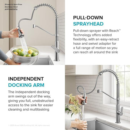 KRAUS Oletto Commercial Style 2-Function Single Handle Pull Down Kitchen Faucet in Matte Black, KPF-2643MB