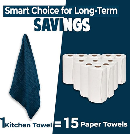 DAN RIVER Blue Opal Kitchen Towels,12 Pack,16x26 Inc Absorbent Dish Towels | 100% Cotton Absorbent Soft cotton kitchen towels for drying dishes, Quick Dry, Dish Towels for kitchen,Tea and Bar towels set