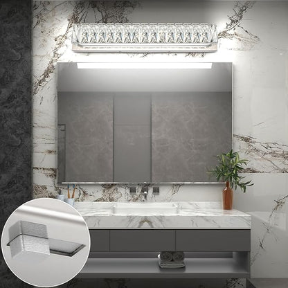 Crystal Vanity Lights for Bathroom 18W LED Bathroom Light Bar Modern Chrome Lighting Fixtures Over Mirror for Bath 22.8 inch