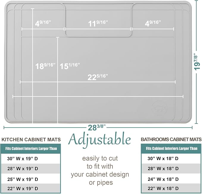Heavy-Duty Under Sink Mat – Waterproof Silicone Cabinet Liner for Kitchen & Bathroom | Protects from Leaks, Spills | Trimmable, Easy to Clean, Ideal for Homeowners | 28" x 19" or Smaller
