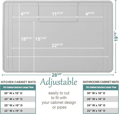 Heavy-Duty Under Sink Mat – Waterproof Silicone Cabinet Liner for Kitchen & Bathroom | Protects from Leaks, Spills | Trimmable, Easy to Clean, Ideal for Homeowners | 28" x 19" or Smaller