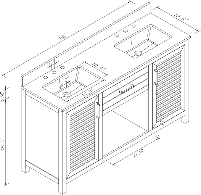 60" Brown Bathroom Vanity with Double Ceramic Sinks | Pre-Assembled Bathroom Vanity Cabinet with Quartz Countertop & cUPC Ceramic Basins, Modern Freestanding Bath Cabinet with Soft-Close Doors