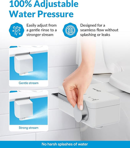 CLEAR REAR Bidet Attachment for Toilet Seat - Non-Electric with Self Cleaning Dual Nozzles, Leak Proof Connectors, Adjustable Water Spray, Rear & Feminine Wash - Hygienic Bathroom Upgrades